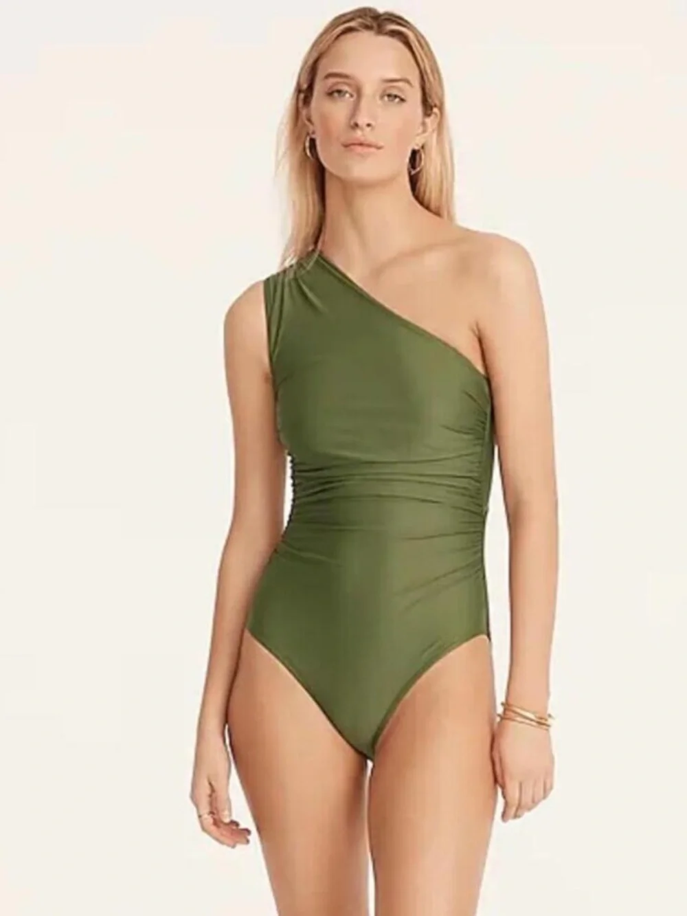 🆕 J. Crew Olive Green Swimsuit Asymmetrical One Piece SAFARI NEW NWT 18 Plus SZ